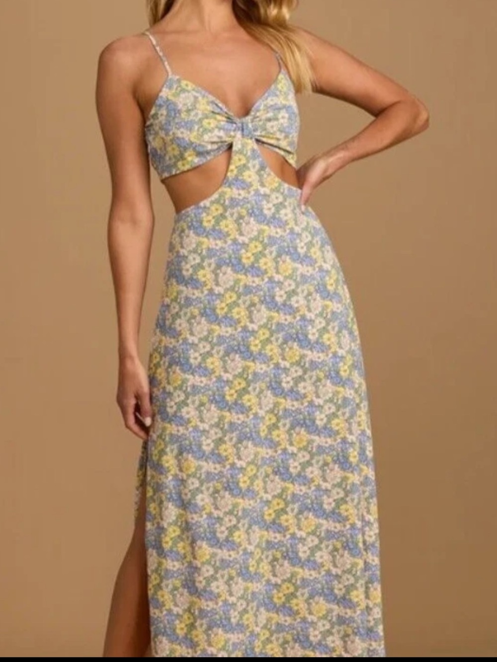 Lulus It’s A Perfect Fit Floral Cutout Maxi Dress